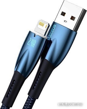 Кабель Baseus Glimmer Series Fast Charging Data Cable USB Type-A - Lightning 2.4A CADH000303 (2 м, синий)