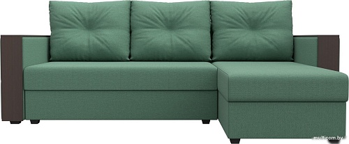 Угловой диван Лига диванов Валенсия Лайт правый 125972 (рогожка амур зеленый)