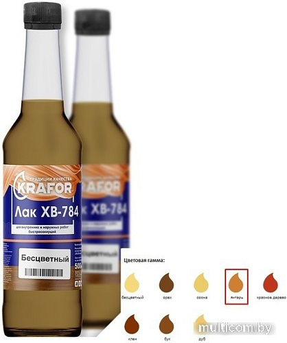 Лак Krafor ХВ-784 0.5 л (янтарь)