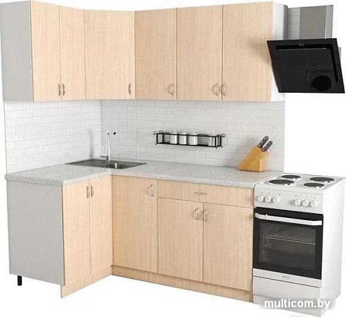 Угловая кухня Хоум Лайн Агата 1200х1800 угловой (дуб молочный/дуб молочный)