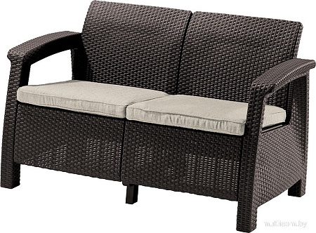 Садовый диван Keter Corfu II Love Seat 258946 (коричневый)