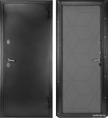 Металлическая дверь Guard Термо MG75 87х205 правая (черное серебро/серый)