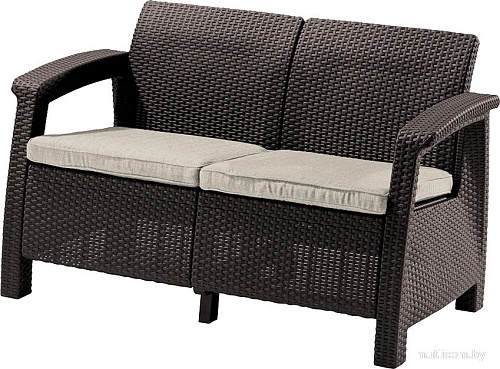 Садовый диван Keter Corfu II Love Seat 258946 (коричневый)