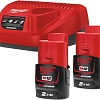 Аккумулятор с зарядным устройством Milwaukee M12 M12NRG-202 4933459209 (2 x 12В/2 Ач + 12В)