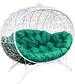 Садовый диван M-Group Улей на ножках 11220104 (белый ротанг/зеленая подушка)