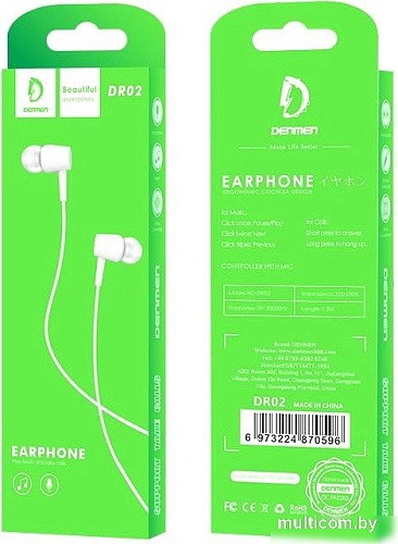 Наушники Denmen DR02 (белый)
