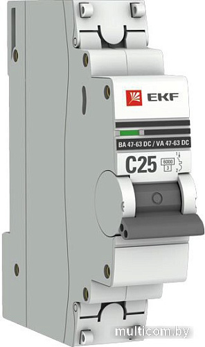 Выключатель автоматический EKF PROxima 1P 25А (C) 6кА ВА 47-63 DC mcb4763-DC-1-25C-pro
