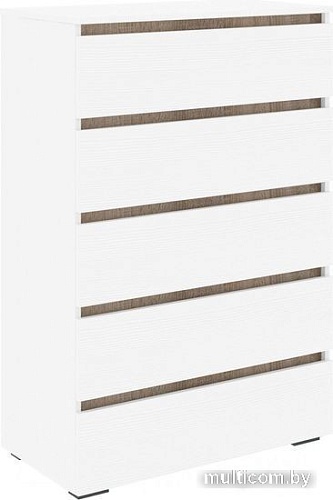 Комод Кортекс-мебель Бари 80 5ш (белый/белый/дуб сонома)
