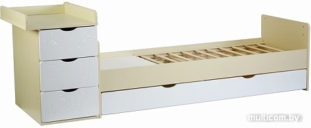 Детская кроватка СКВ-Компани СКВ-5 Жираф (белый/серый текстиль) [540031-212]