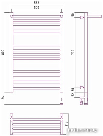 Полотенцесушитель Сунержа Богема с полкой 3.0 800х500 МЭМ правый 071-5807-8050