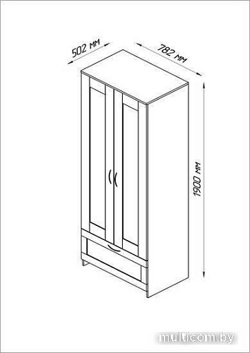 Шкаф распашной Mio Tesoro Сириус 2-х створчатый 1 ящик 2.02.01.020.5 (дуб венге)