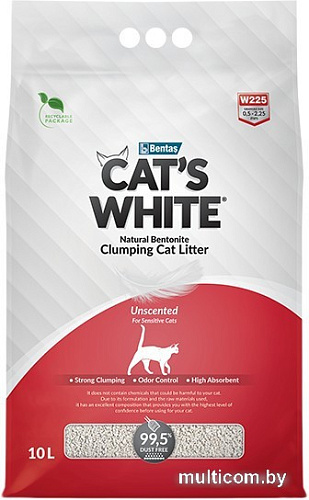 Наполнитель для туалета Cat's White Unscented 10 л