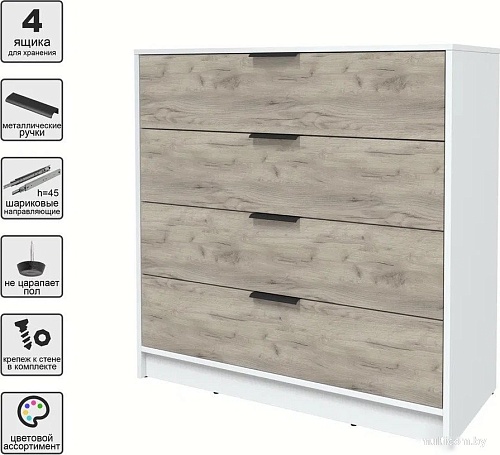 Комод Интерлиния Концепт КТ-К100 (дуб серый/белый платинум)
