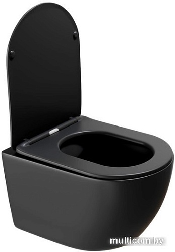 Унитаз White Wave Round (черный матовый)