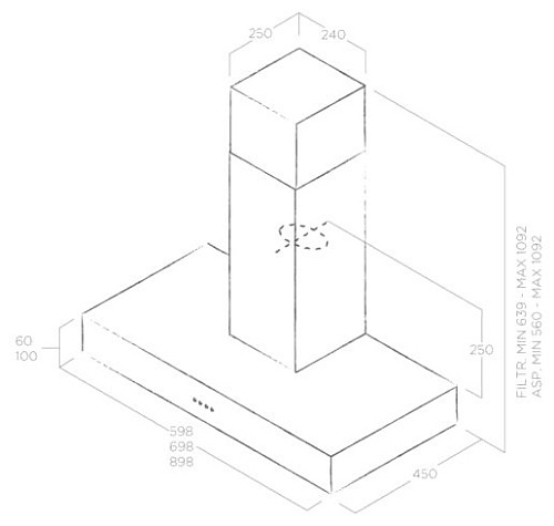 Каминная вытяжка Elica SPOT URBAN CAST IRON/A/90