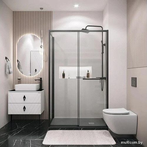 Душевая стенка Grossman Style 90x195 200.K33.05.90.21.00 (черный матовый, стекло прозрачное)