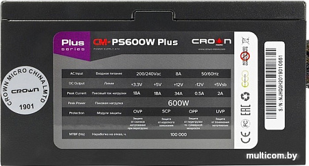 Блок питания CrownMicro CM-PS600W Plus