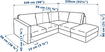 Угловой диван Ikea Вимле 492.114.97 (фарста темно-коричневый)