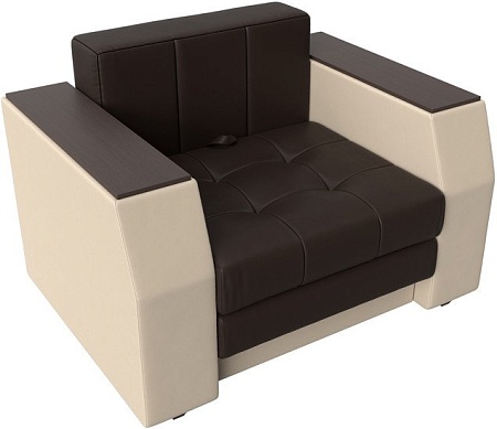 Кресло-кровать Лига диванов Атлантида 113884 (экокожа, коричневый/бежевый)