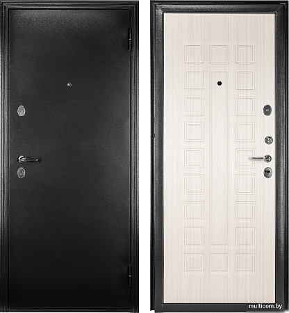 Металлическая дверь Guard MG60 МДФ 97х205 правая (черное серебро/белый ясень)