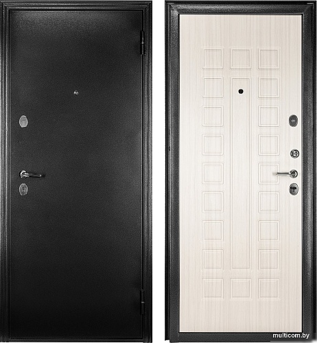 Металлическая дверь Guard MG60 МДФ 97х205 правая (черное серебро/белый ясень)