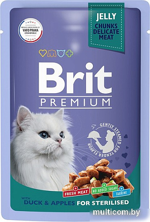 Пресервы Brit Premium для стерилизованных утка с яблоками в желе 85 г