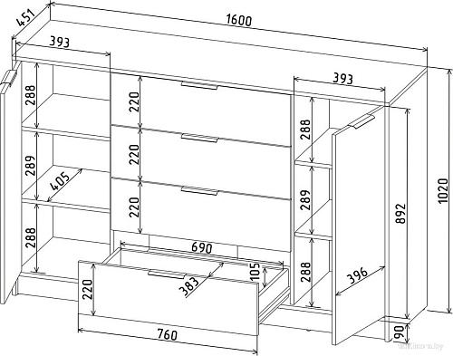 Тумба Интерлиния Концепт КТ-Т160 (дуб нокс/белый платинум)