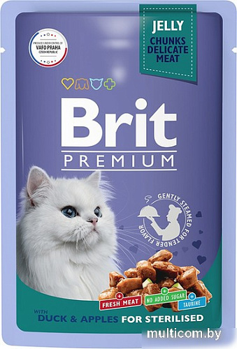Пресервы Brit Premium для стерилизованных утка с яблоками в желе 85 г