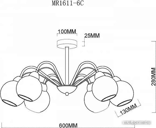 Люстра средней высоты Myfar Marsel MR1611-6C
