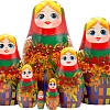 Развивающая игра Брестская Матрешка С русскими мотивами и ветвями рябины (набор 7 шт)