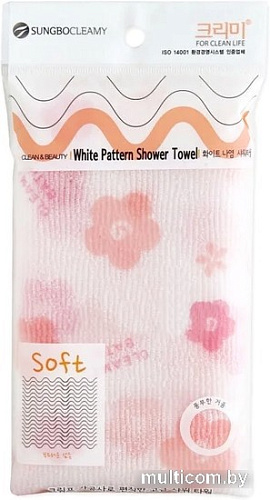 Мочалка Sungbo Cleamy Clean&Beauty White Pattern Shower Towel (28x95)