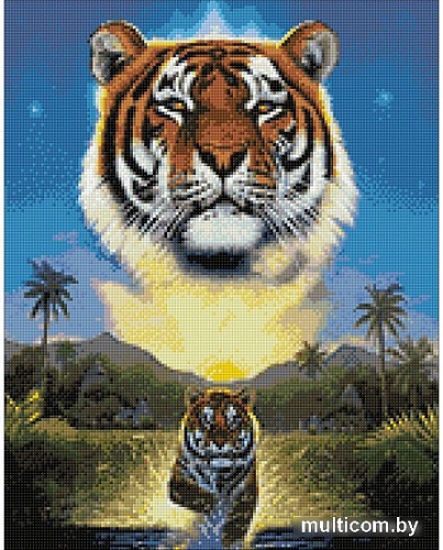 Алмазная мозаика Wizardi Тигр озера 2WD2411