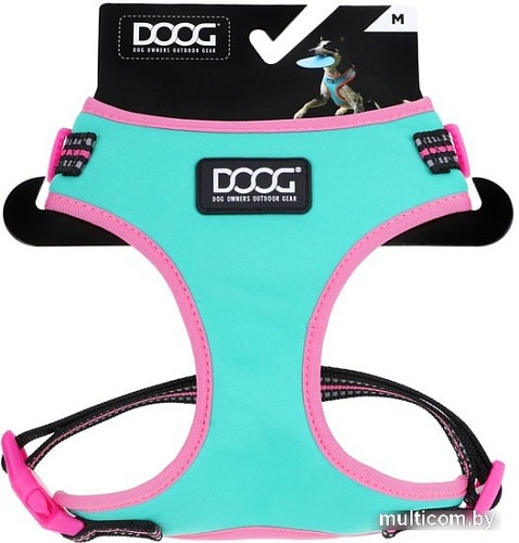 Шлея Doog Neoflex Rin Tin Tin HARTIN-XL (бирюзовый с розовым кантом)