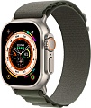 Профессиональные умные часы Apple Watch Ultra LTE 49 мм (титановый корпус, титановый/темно-зеленый, текстильный ремешок размера M)