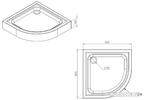 Душевой поддон AM.PM Gem W90T-401-080W
