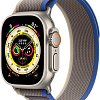 Профессиональные умные часы Apple Watch Ultra LTE 49 мм (титановый корпус, титановый/сине-серый, нейлоновый ремешок размера S/M)