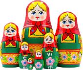 Развивающая игра Брестская Матрешка В зеленом сарафане и красном платке (набор 7 шт)