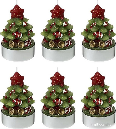 Набор свечей Tkano New Year Essential Green Miracle TK24-NY_CND0005 (6 шт, зеленый/красный)