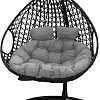 Подвесное кресло M-Group Для двоих Люкс 11510409 (черный ротанг/серая подушка)