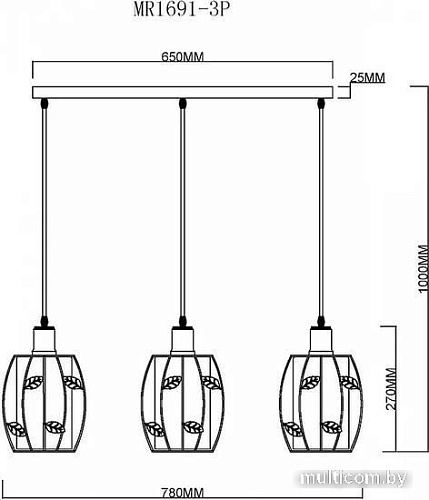 Подвесная люстра Myfar Huston MR1691-3P