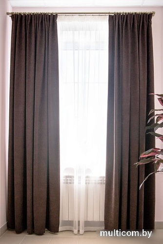 Комплект штор Decoretto Канвас горький шоколад КГШ-K110 4.5x2.7 м (коричневый, 2 шт)