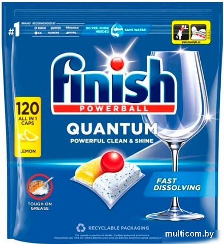 Капсулы для посудомоечной машины Finish Powerball Quantum Clean & Shine Лимон (120 шт)