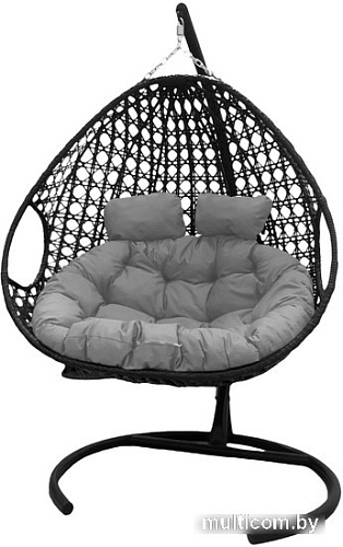 Подвесное кресло M-Group Для двоих Люкс 11510409 (черный ротанг/серая подушка)