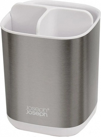 Стакан для зубной щетки и пасты Joseph Joseph EasyStore Steel 70530 (белый/нержавеющая сталь)