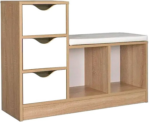 Банкетка Кимер Харис Тип 6 (дуб сонома/белый/кожзам белый)