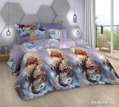 Постельное белье Миланика Год Дракона Евро (бязь)
