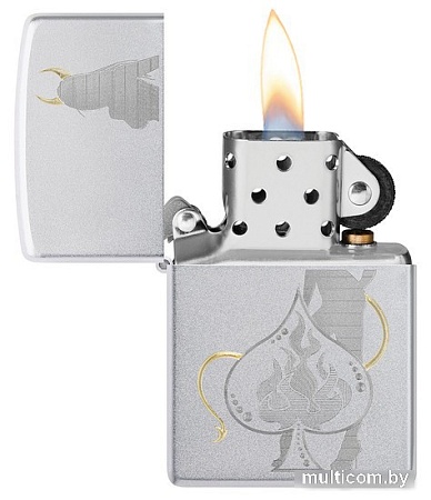 Зажигалка Zippo Satin Chrome Devilish Ace 48658