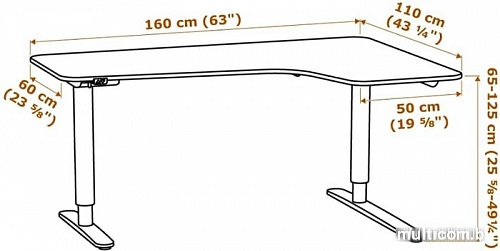 Письменный стол Ikea Бекант (ясеневый шпон, черная морилка белый/белый) 592.823.28