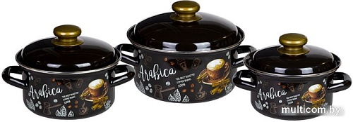 Набор кастрюль КМЗ Арабика-1 (3 шт, коричневый)