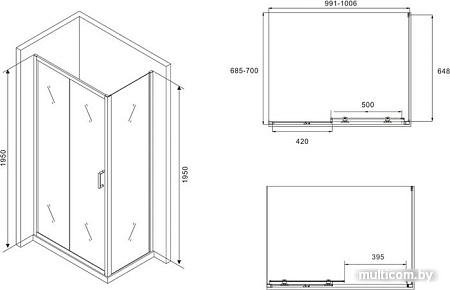 Душевой уголок Abber Schwarzer Diamant AG30100B-S70B